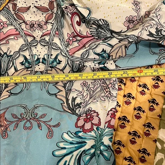 Hale Bob Blue and Pink Floral Beaded Silk Blouse, NWT, XL - Picture 6 of 11